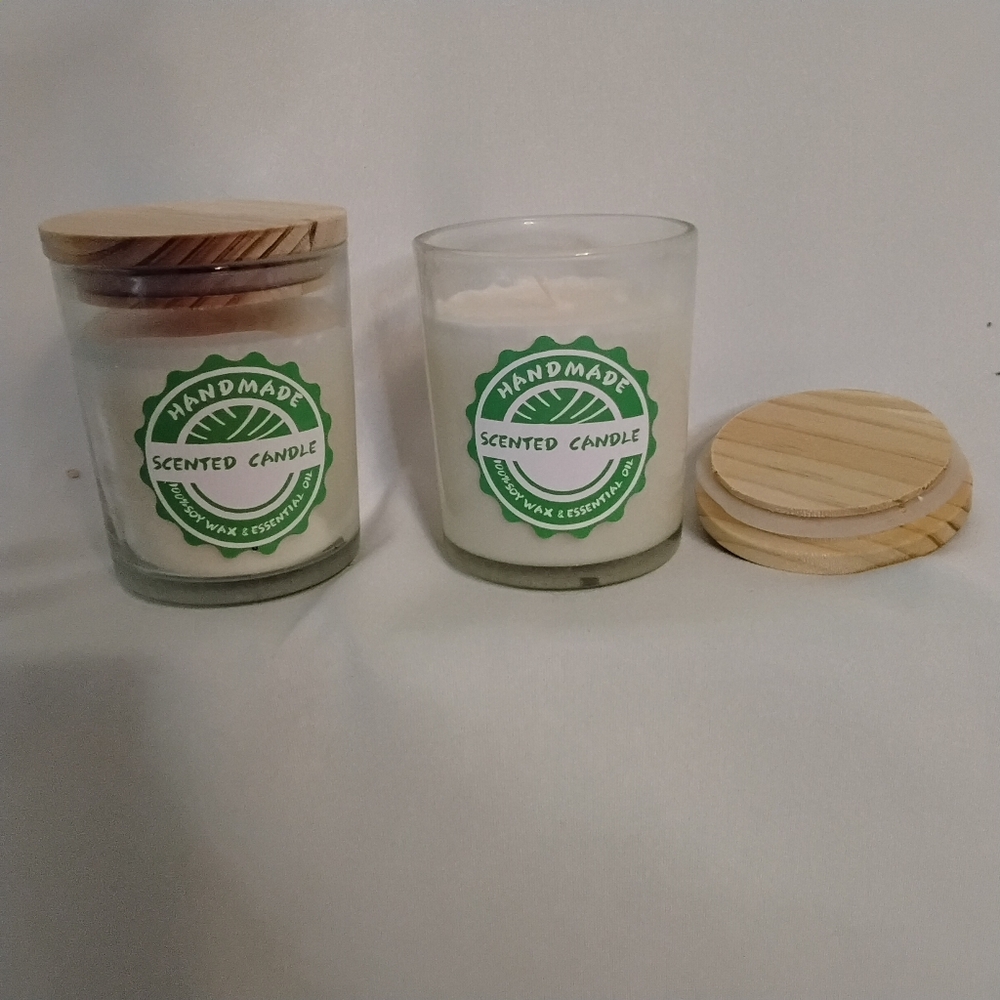 Two Soy Wax Candles Handmade 100% Soywax Essential Oil Lemon Scent